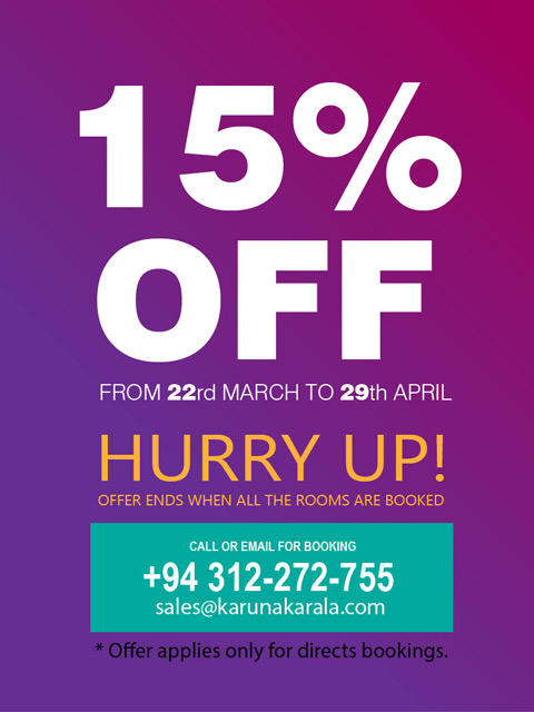 15% off from 23rd March to 24th April
