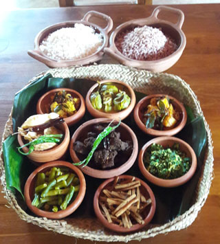 Sri Lankan Rice and Curry at Karunakarala Ayurveda Resort