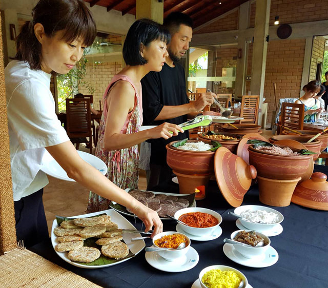 Sri Lankan Rice and Curry at Karunakarala Ayurveda Resort